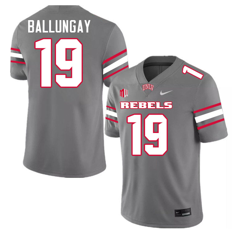 UNLV Rebels #19 Kaleo Ballungay Jersey Football College Uniforms,Apparels-Grey